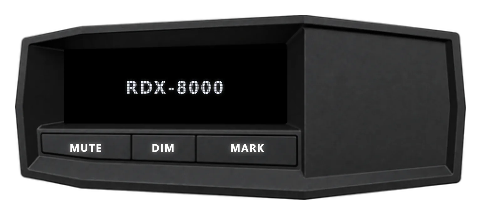 Boot stage one: the logo flash, reading RDX-8000