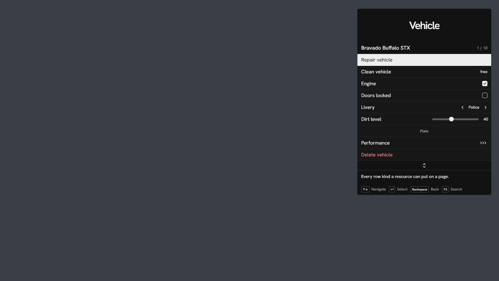 The same menu page under a different theme
