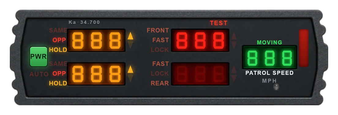 Self-test in progress, every window reading 888