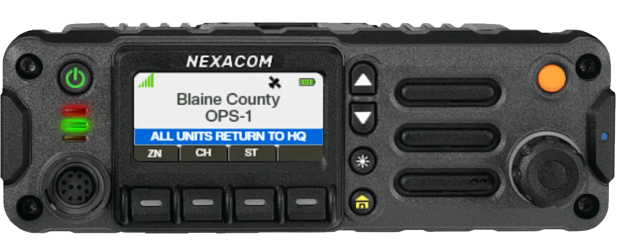 Active alert banner on the radio display