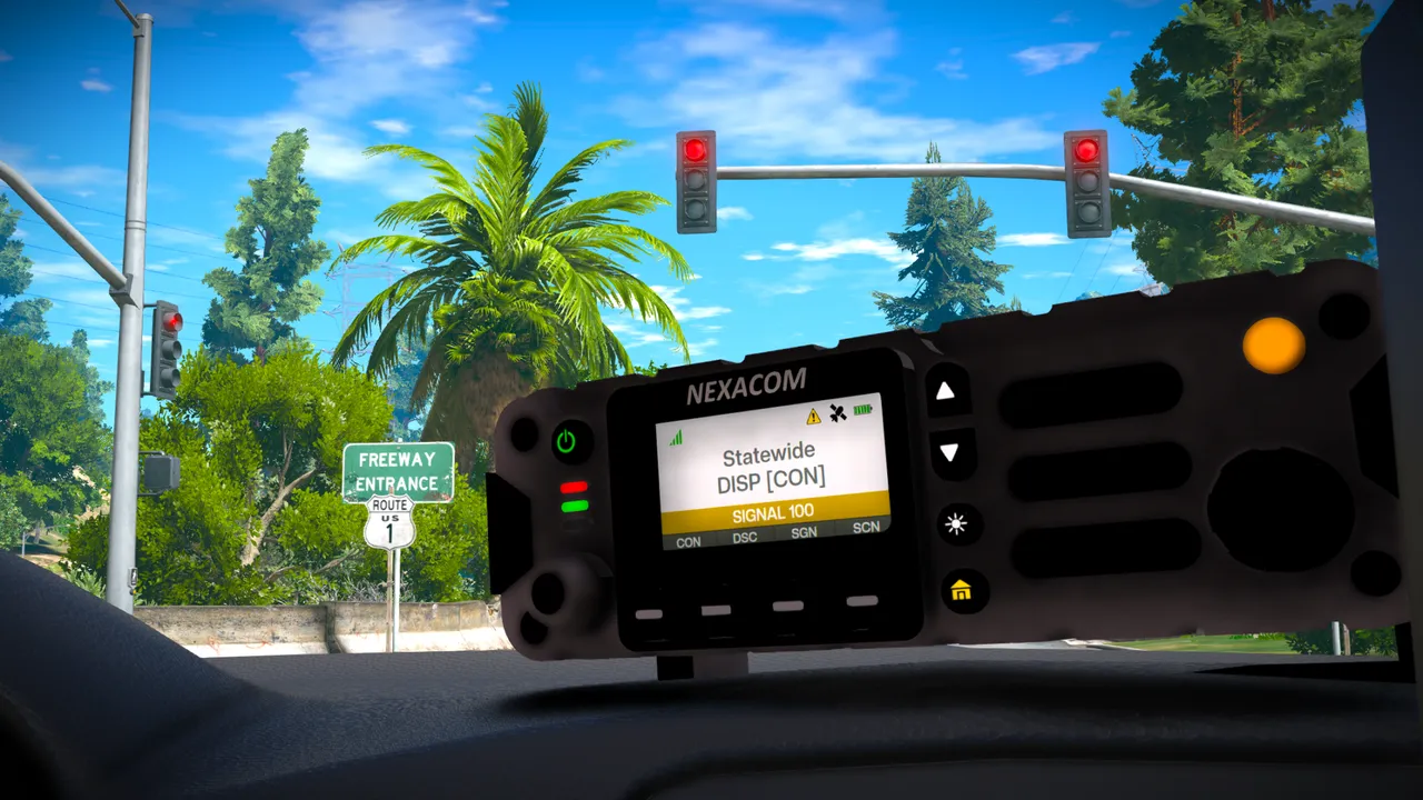 Radio mounted in a patrol vehicle dash
