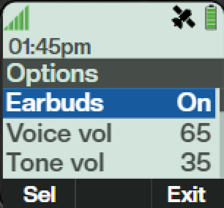 The Options list