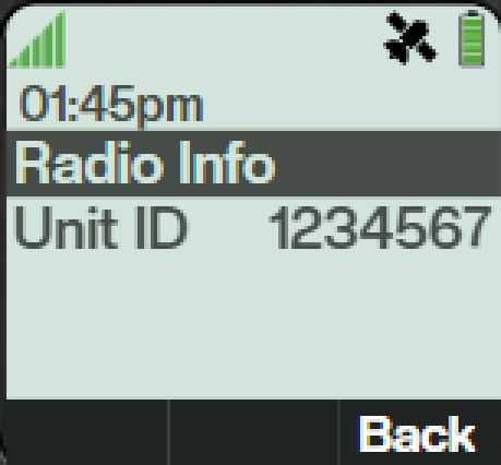 The Radio Info screen