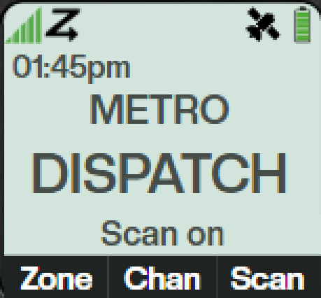 Scan on, with the scan icon lit