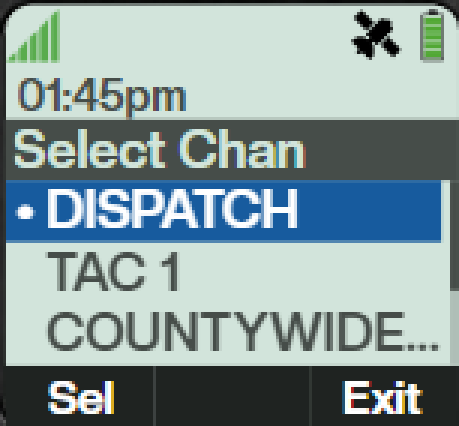The Select Chan screen