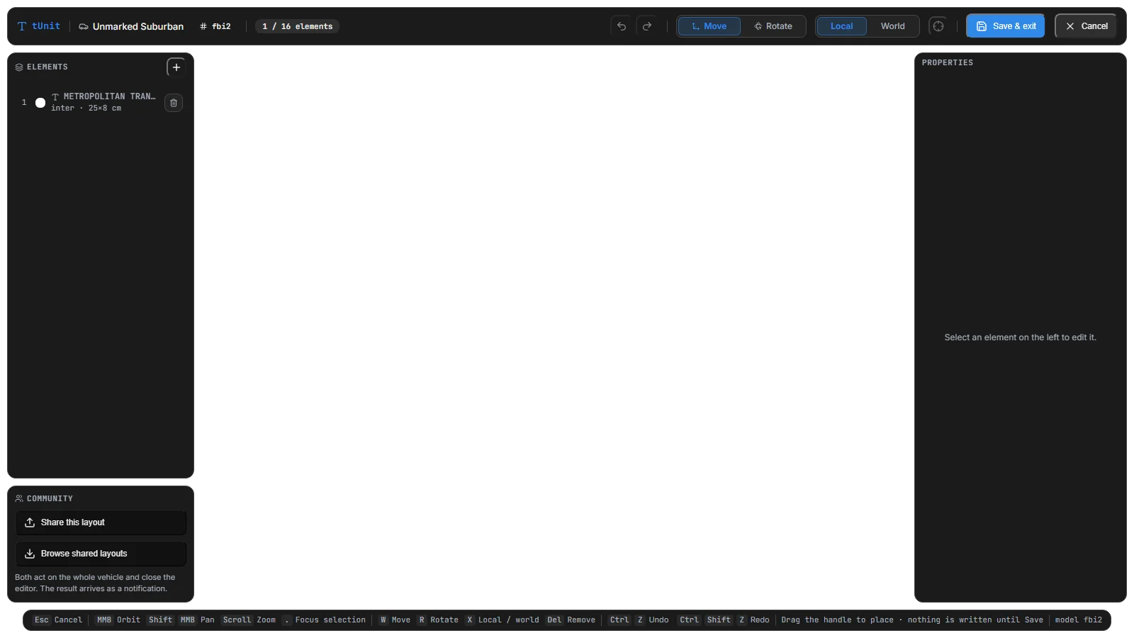 The tUnit editor with one element selected, its 24-character literal truncated in the list row